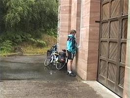 Gavin looks inside the Kerry Falls HEP Station, 26.6 miles into the ride